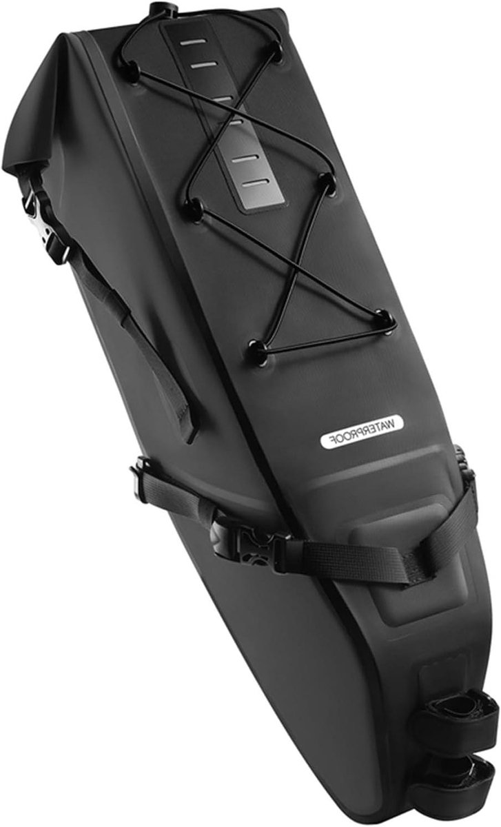 Fietstas Achter - Zadeltas - Fietstas Fiets - Fietsen Lange Afstand - Waterdicht PVC Materiaal - 10-14L - Zwart