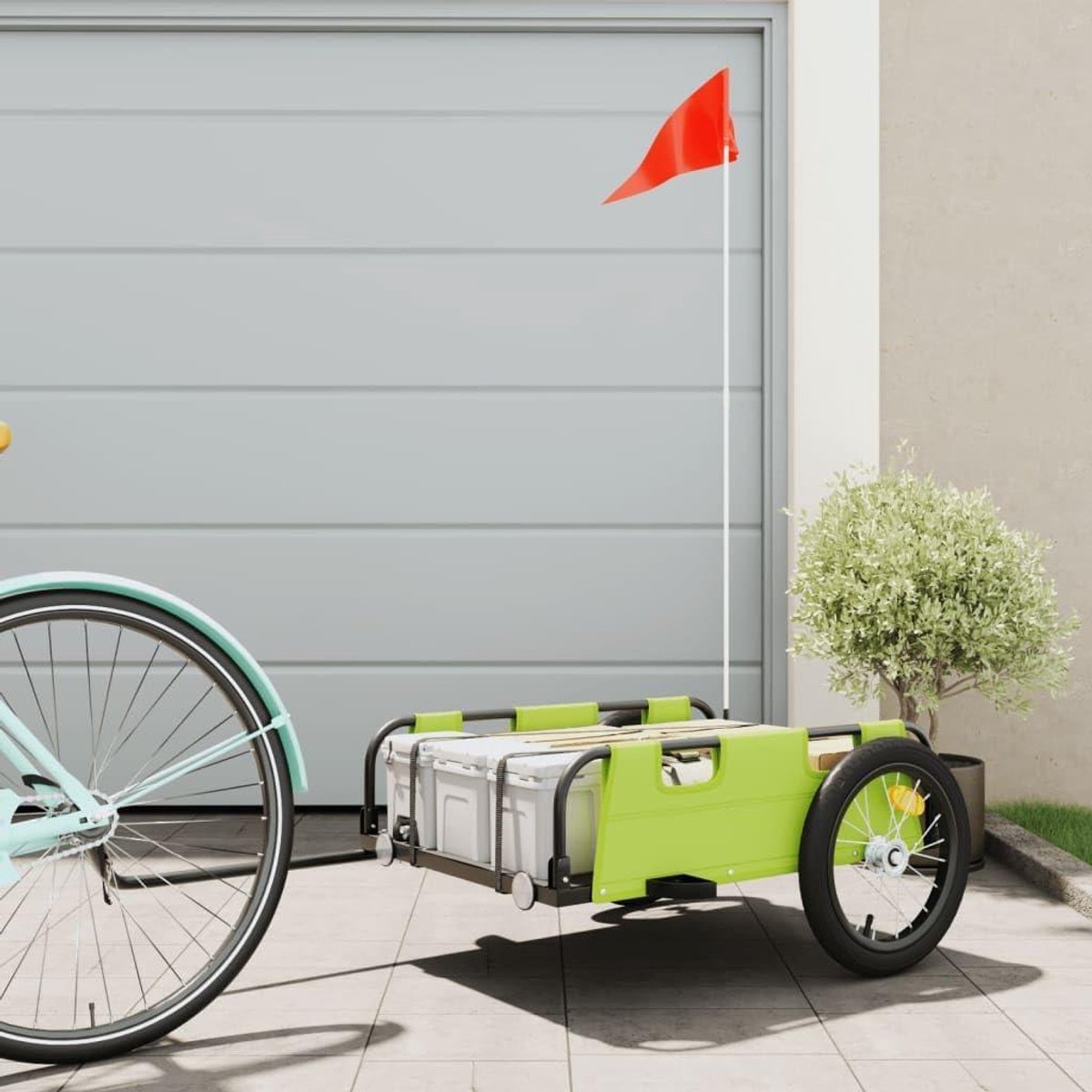 Fietsaanhanger - Fietskar Transportkar - Goederen Vervoeren - Waterafstotende Oxfordstof - 126 x 63 x 36 cm - Groen