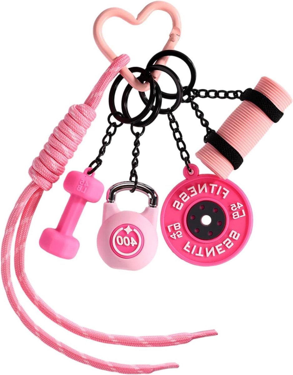 Gym Sleutelhanger - Fitness Hanger - Sport Motivatie - Halter Kettlebell Design - 25 cm - Roze