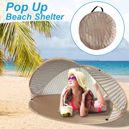 Draagbare Strandtent - Zonnescherm Tent - Strand Dagen - Dubbele Zilverlaag - 180 x 125 x 85 cm - Enkel Kenmerk — afbeelding 4