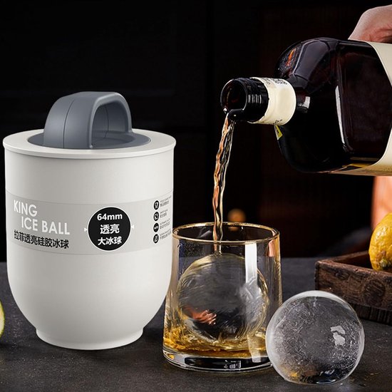 IJsbal Maker Mal - Ronde Kubus Mal - Dranken Koelen - Langzaam Smeltend IJs - 64 mm diameter - Zwart — afbeelding 4