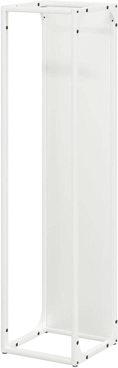 Brandhoutrek - Hout opslagrek - Open haard Hout - Ruimtebesparend Design - 25 x 25 x 100 cm - Wit