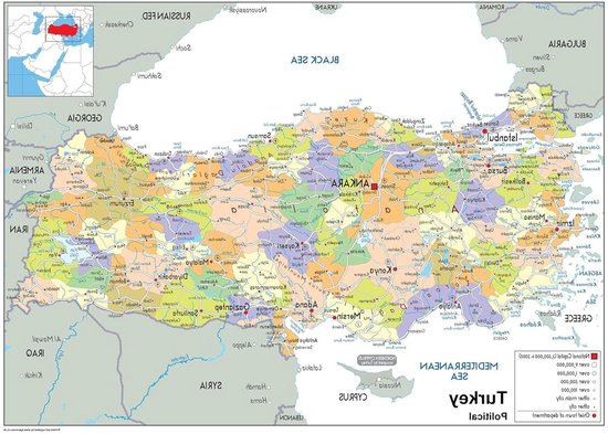 Politieke kaart Turkije - Landkaart - Educatief gebruik - Ge ... - cover