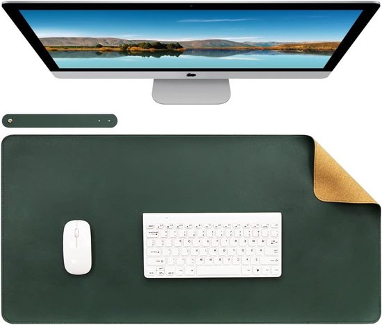 Dubbelzijdige bureau mat van kurk en leer, waterdicht bureau pad voor kantoor en thuis, 80 x 40 cm