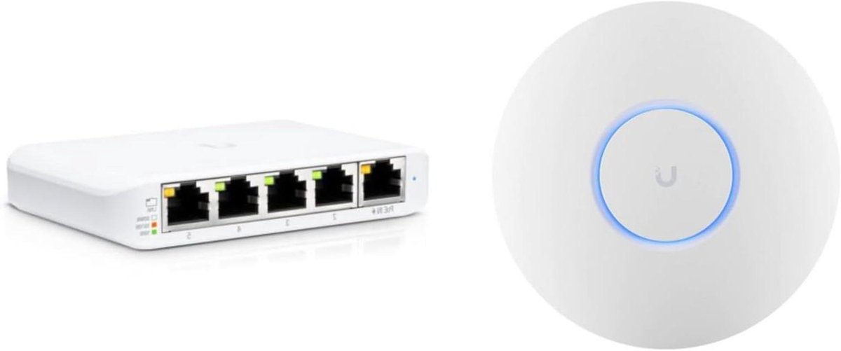 WiFi 6 Access Point - Netwerk Switch - Snel Internet - 5 Gigabit Poorten - 1500 ft² Dekking - Wit