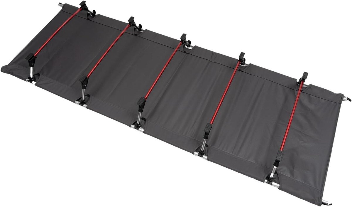 Inklapbaar campingbed - Logeerbed buiten - Comfortabel kamperen - Hoge draagkracht - 190 x 65 cm - Grijs
