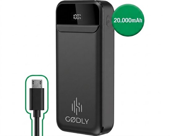 GØDLY Powerbank 20000 mAh Quick Charge 22.5W USB A, C & - GØDLY® - €31,95