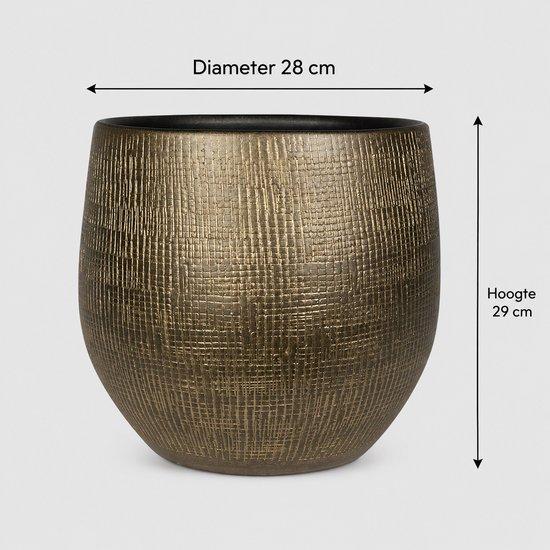 Ter Steege Plantenpot/bloempot - keramiek - metal goud - D28 x H29 cm