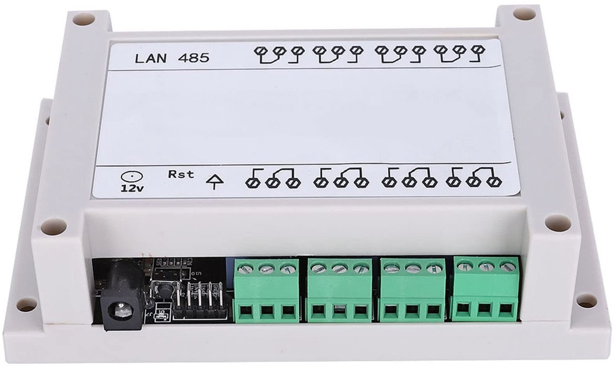 OmGoods - Dailygoody - Ethernet RJ45 Relay Module - TCP/IP Controller - Solid State Relays - 8 Kanalen - Web Server - 250V/AC 10A - Met Behuizing - Wit - Netwer.