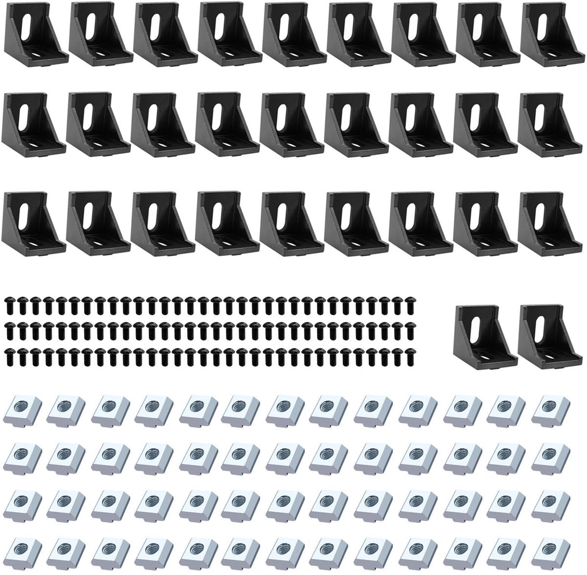 Dailygoody - Aluminium Hoekverbindingen - 26 stuks - Ideaal voor 3D-printer en CNC-router - 4040 zwart - Stevige connectoren - Voor afstandsprofi