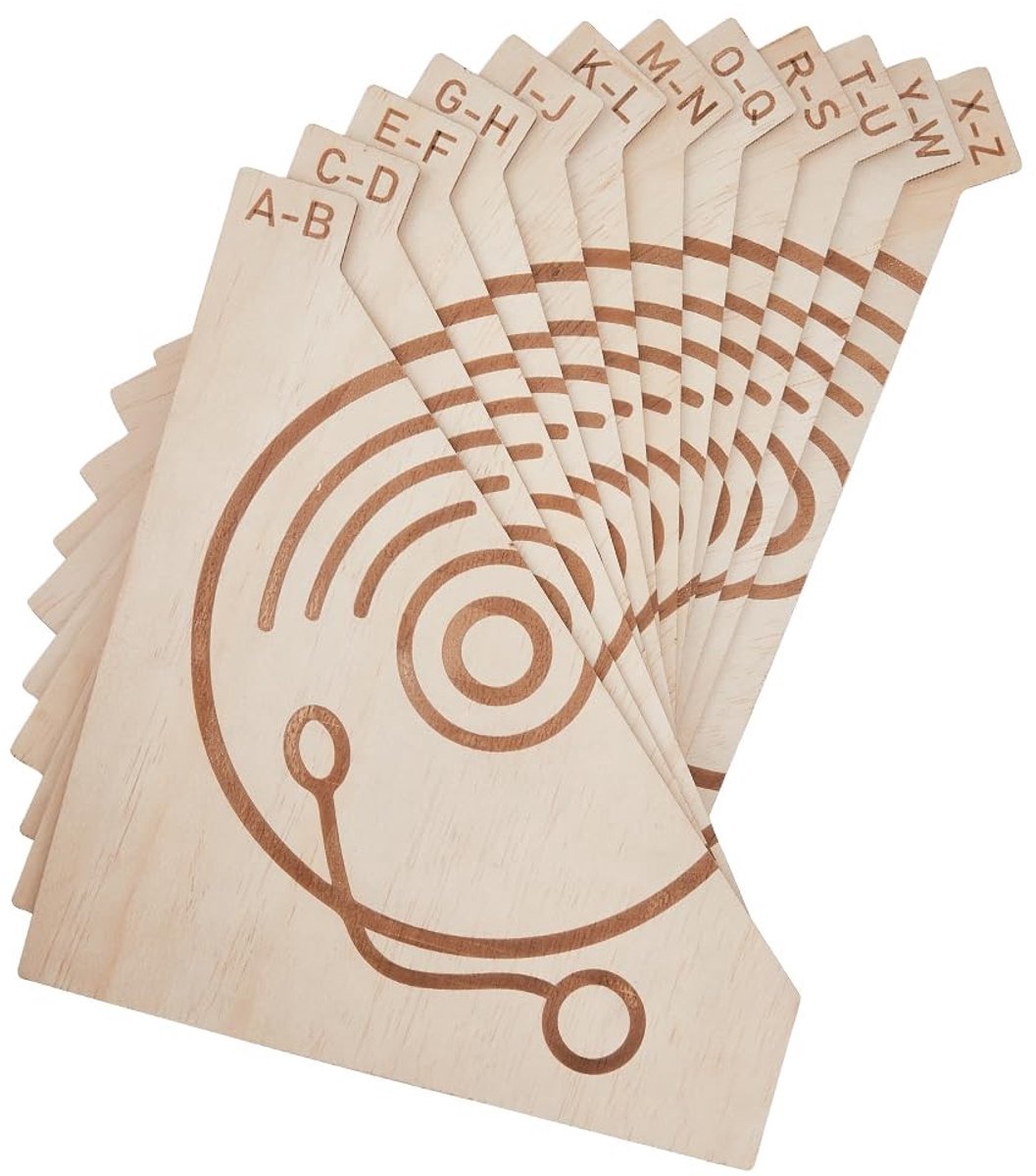 Dailygoody - Houten Vinyl Record Divider - Alfabet Separator - Driehoekig Ontwerp - PapayaWhip - Organisatie Tool - 12 Stuks Set - Geschikt voor Album