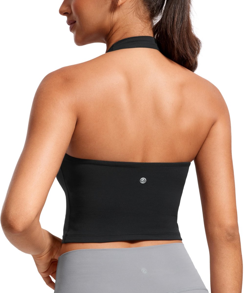 OmGoods - Dailygoody - Butterluxe Halter Longline Sportbeha - Gevoerde Crop Tops - Boterzacht en comfortabel - Dames - Perfect voor yoga en workout