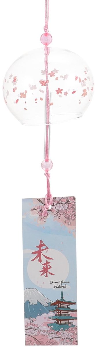 OmGoods - Dailygoody - Japans glas windgong - Geluksbrenger - Roze - Feng shui hanger - Tuindecoratie - Hangdecoratie voor auto en balkon