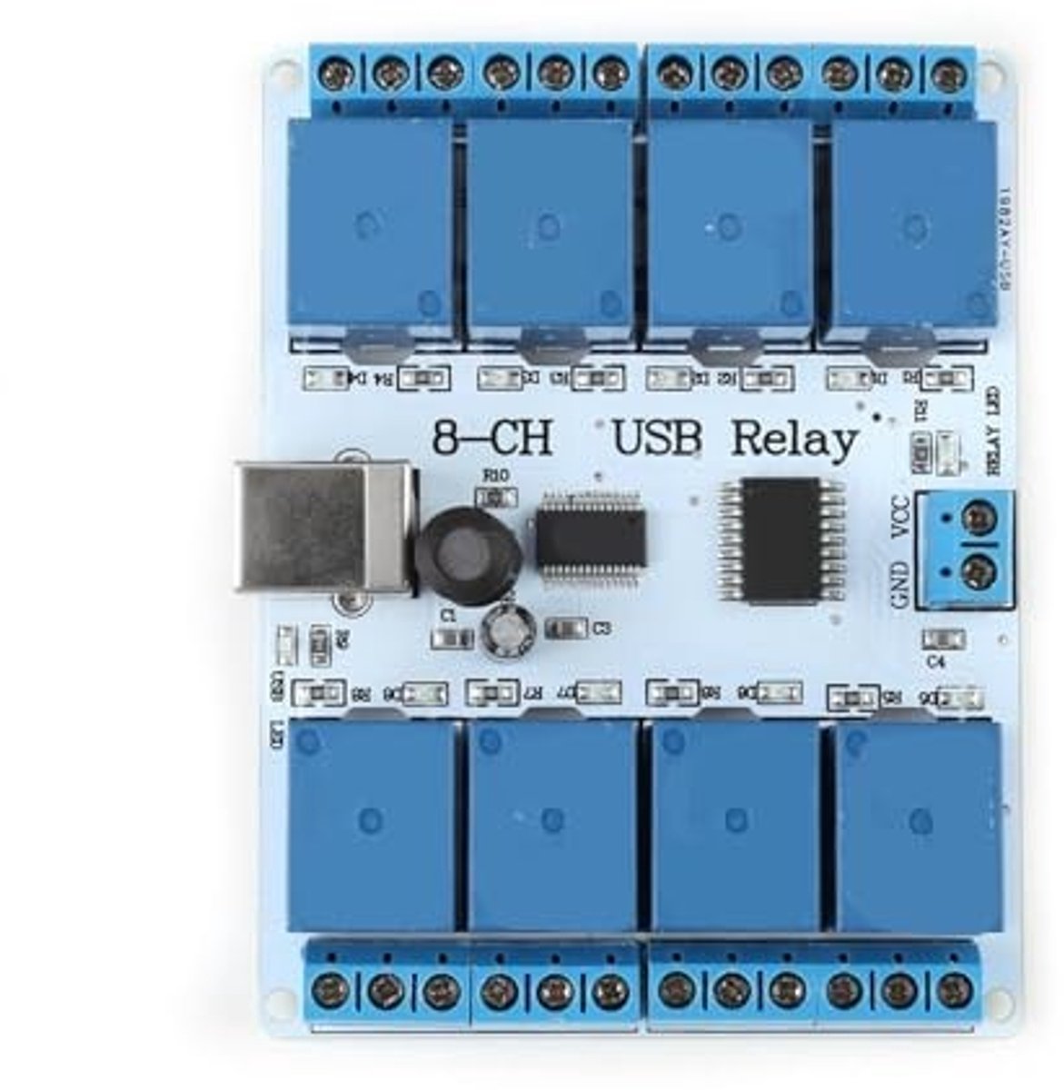 OmGoods - Dailygoody - USB-relaiskaart - 8CH 12V Relaismodule - Elektromechanische Controller - Compact formaat - USB-Relaiscontroller - Voor automatisering - M...