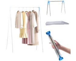 REWYTAZ-Droogrek - met Stang - Inklapbaar Wasrek - Extra Groot Droogrek - Extra stevig en licht - Geschikt voor reizen - Inklapbaar Droogrek - Mini - Staand Kleding Wasdroogrek - Droogtoren - kleding droogrek - Badkamer/Balkon/Binnen/Buiten