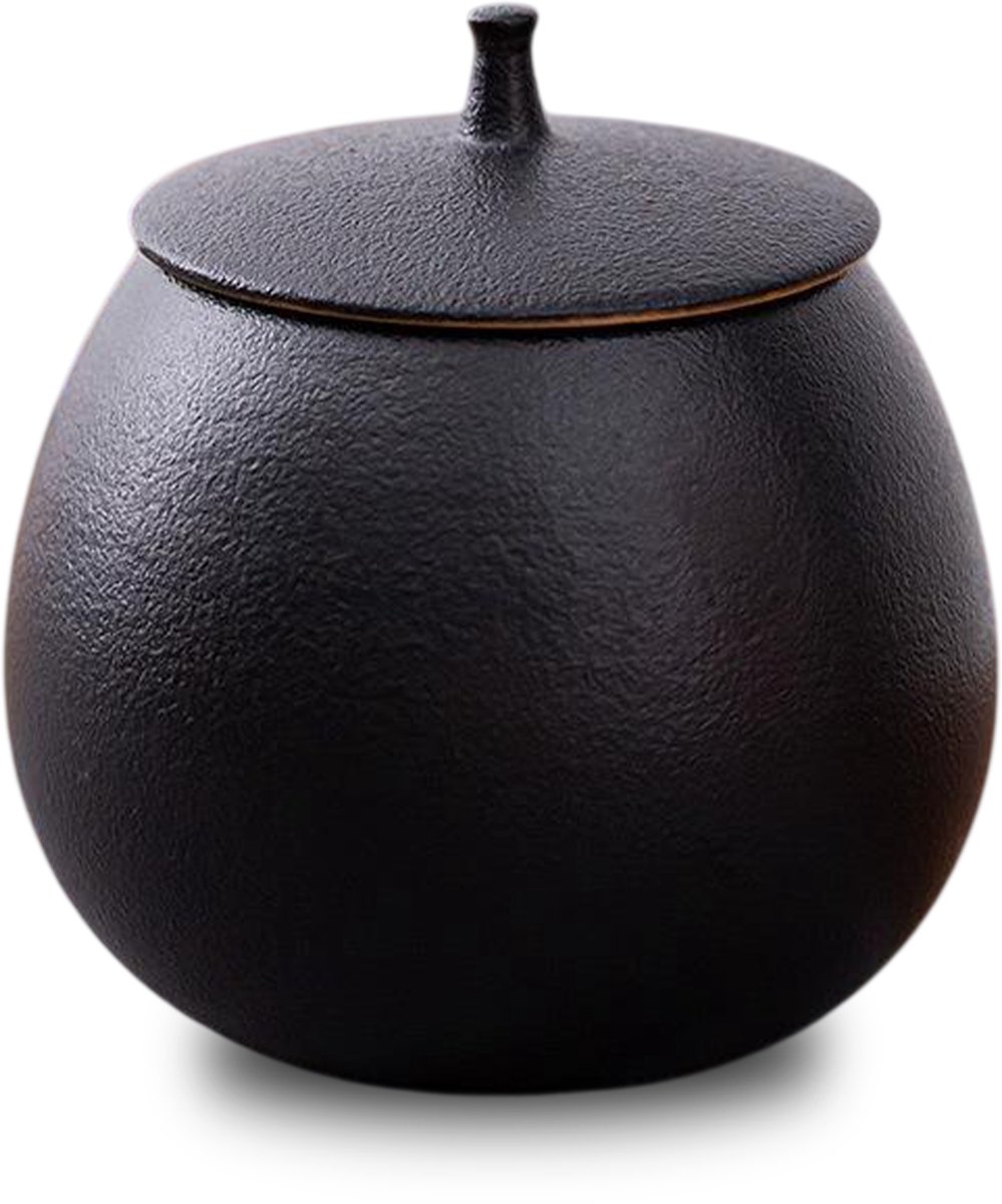 Akerz Mini Urn Zwart – Keramische Mini Urn – 200ml – Handgemaakt – Inclusief Beschermzakje – Discreet As Bewaren