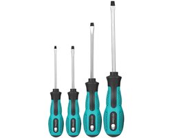 PROKING Platte schroevendraaier set - Multifunctioneel - Extra sterk - Vanadium staal - Magnetische schroevendraaiers - 4 stuks