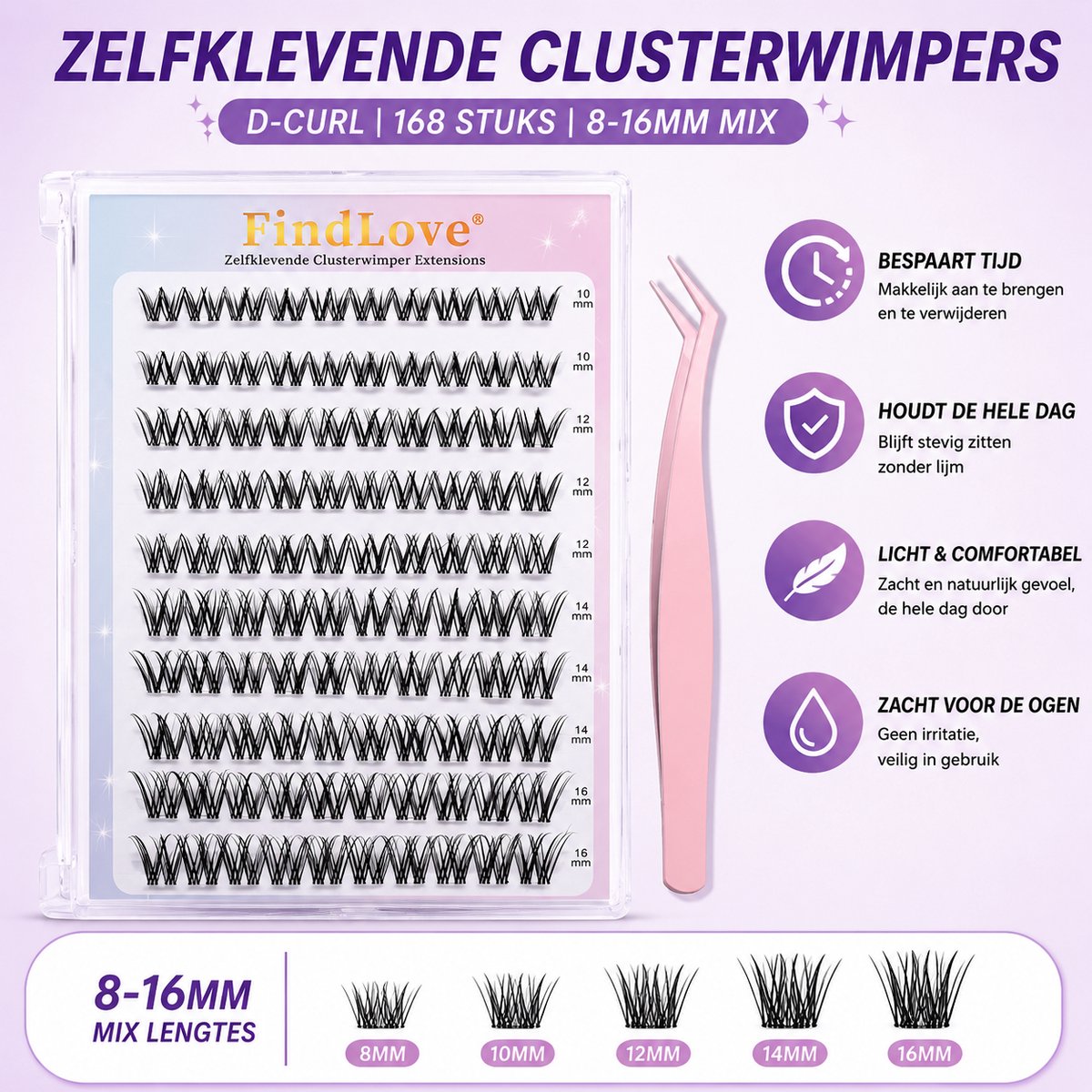 Lumière couture ® - Voorgelijmde Wimper Clusters - Medium Glam - C CURL - Lash Clusters Wimpers - Eyelash - Wimperextensions - Glueless - Kant en klaar - Nepwimpers - 10 & 12 & 14 mm