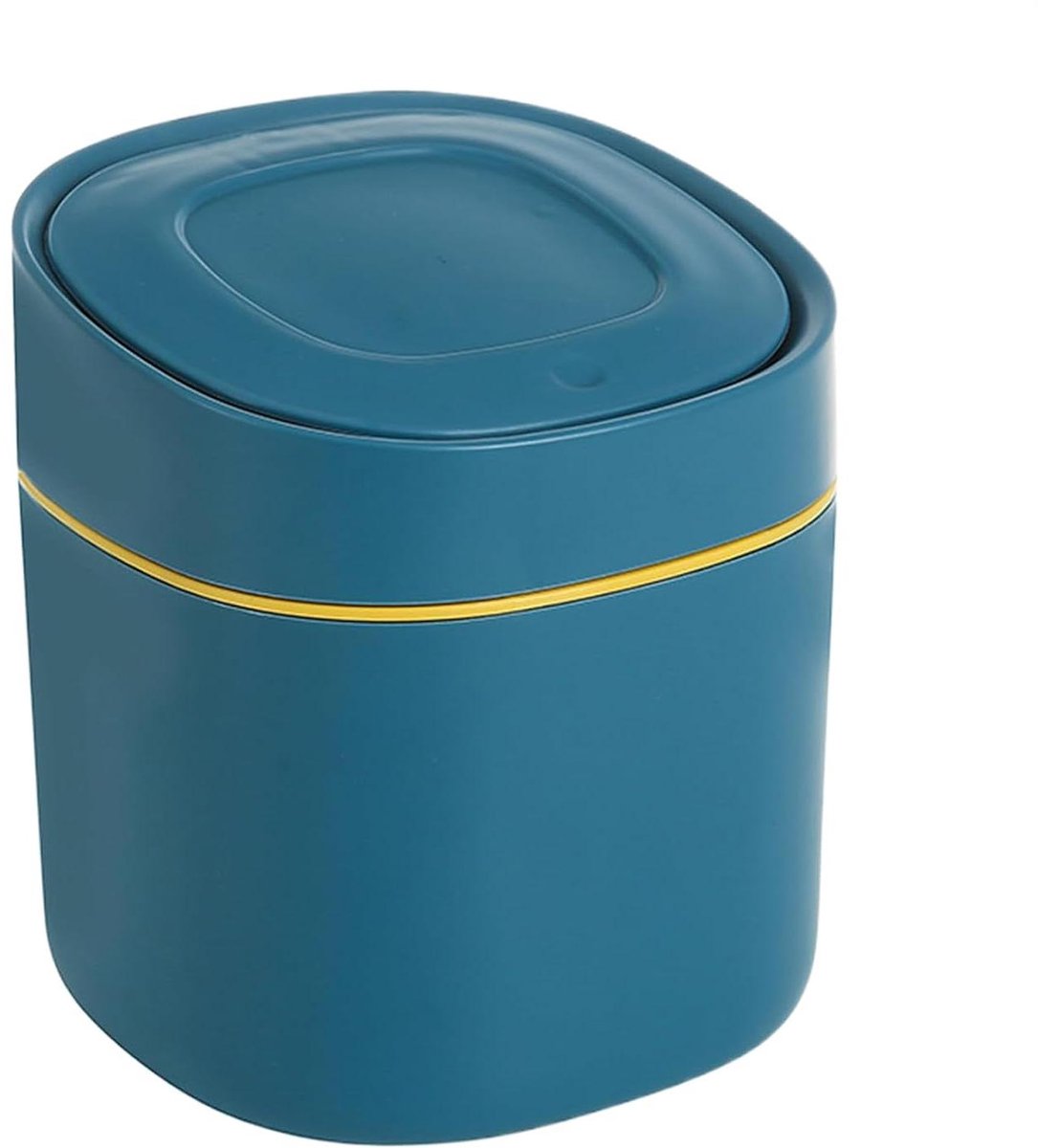 Afvalemmer Bureau - Prullenbak Compact - Werkruimte Netjes - Geurremmend Deksel - 16cm Hoog - Blauw