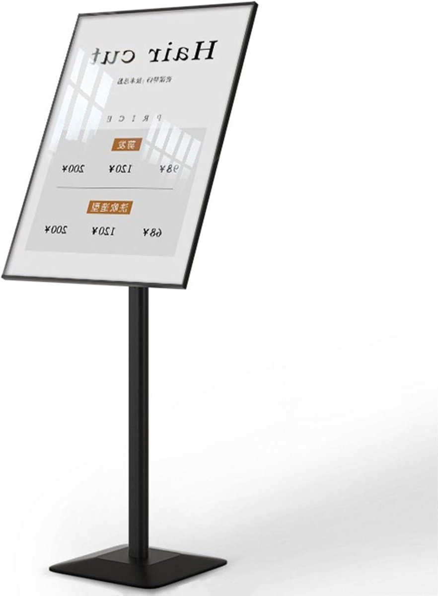 Posterstandaard Vrijstaand - Tekeninghouder Display - Informatie Presenteren - Zware Stalen Basis - 50x70cm - Zwart