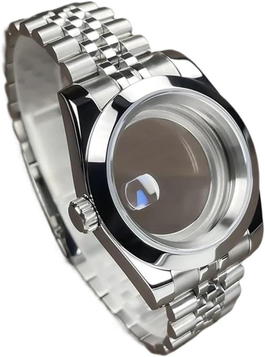 Horlogekast - Uurwerk Behuizing - Horloge Reparatie - Saffier Glas - 36mm-39mm - Zilver