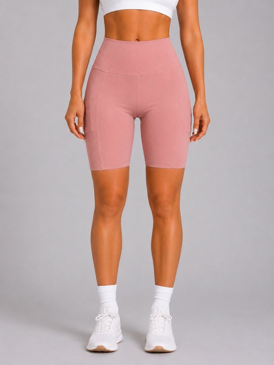 SparkNine Softflow korte sportbroek - met zakken - zachte stof - XXL - roze - dames short - half lang - fietsshort — afbeelding 5
