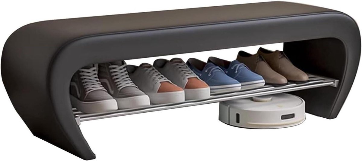 Entree bank - Schoenenbank kruk - Schoenen wisselen - Gebogen ontwerp - 60 cm - Zwart
