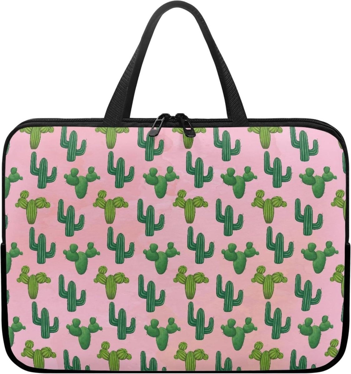 Laptop Sleeve - Laptoptas Waterdicht - Bescherming Laptop - Cactus Print - 17 Inch - Roze