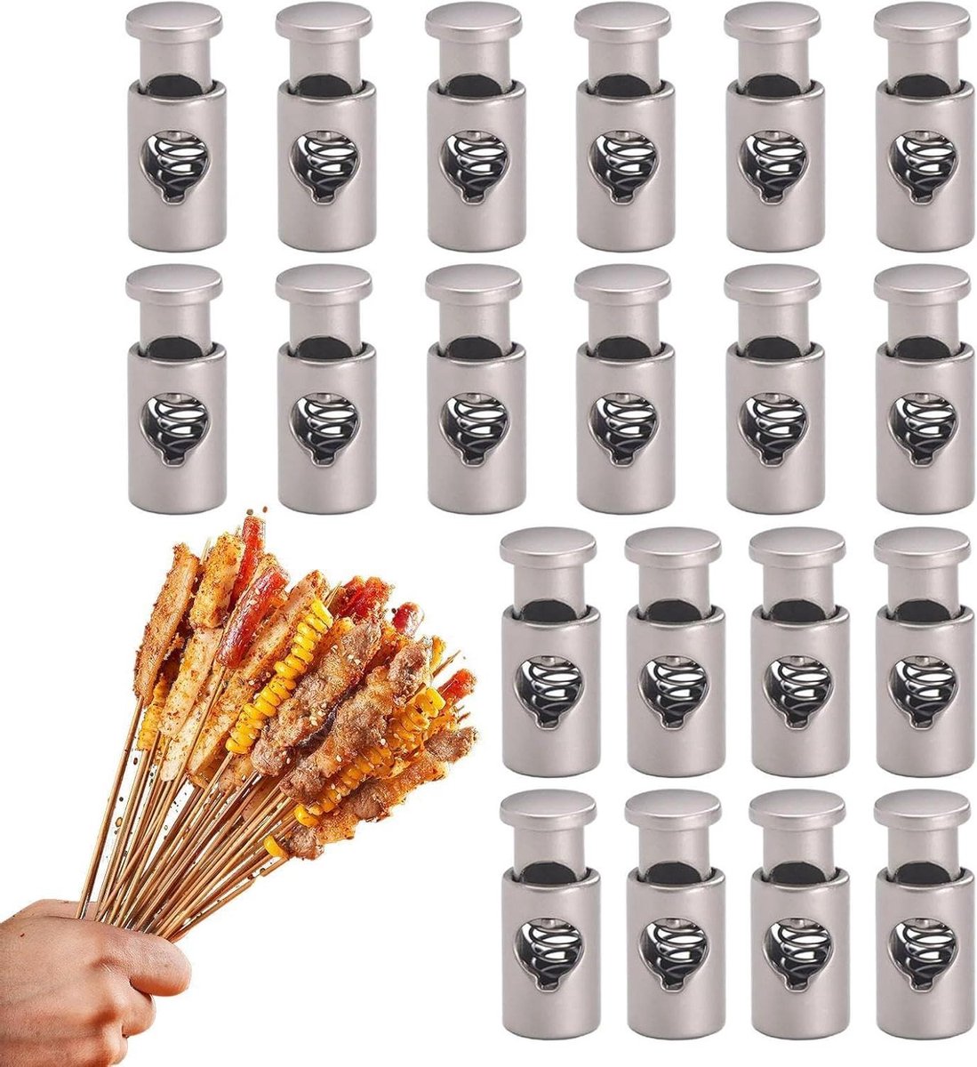 Grill Klemmen - BBQ Spies Clips - Buiten Koken - Veer-Type Ontwerp - 20 Stuks - Metaal