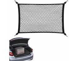 Kofferbaknet Auto - Bagagenet Opbergnet - Auto Opbergen - Elastisch Stevig - 80x60 cm - Zwart
