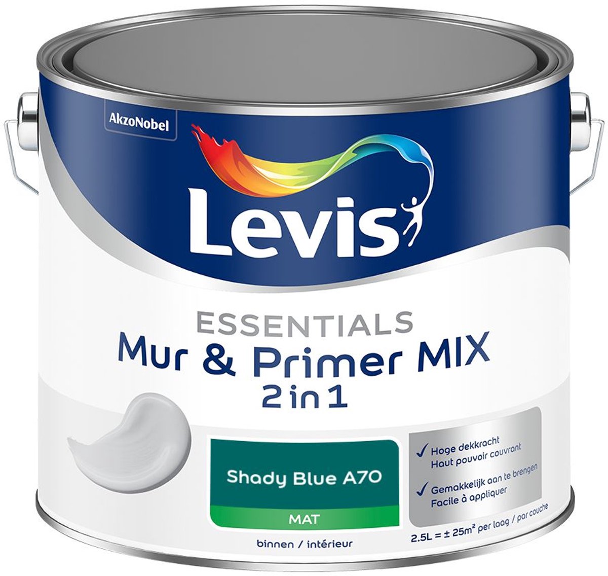 Levis - Essentials Mur & Primer Mix - Shady Blue A70 - Mengverf - 2,5 L