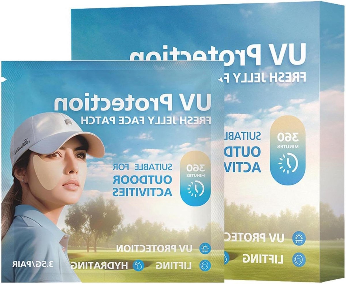 Zonnebrandcrème Ooglapjes - UV Stickers Gezicht - Zonbescherming Buiten - Waterdicht Zweetbestendig - 14x14x2cm - Transparant