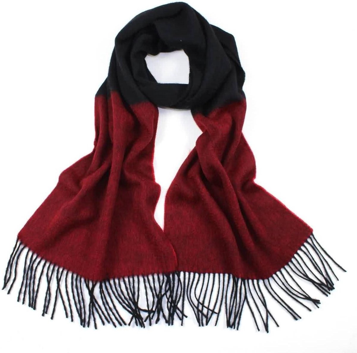 Sjaal Dames Heren - Winteraccessoire - Warm Blijven - Zachte Kwaliteit - 200 x 35 cm - Zwart Donkerrood