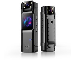 Actiecamera – Mini Bodycam 1080P Draagbare Camera met Clip – Infrarood Nachtzicht, 1.3″ Scherm & WiFi – Actiecamera voor Beveiliging