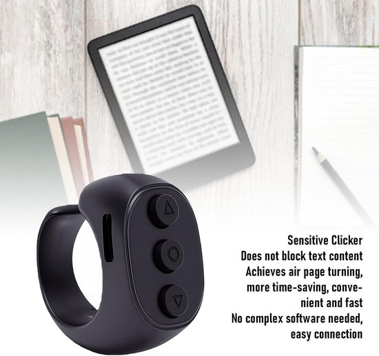 Afstandsbediening Paginaturner - Draadloze Clicker - Comfortabel Lezen - Dubbele Modus - Type C Opladen - Zwart — afbeelding 5
