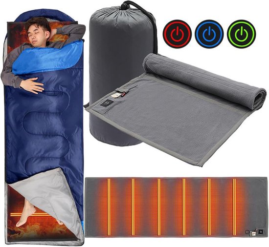 Verwarmde Slaapzak - Warmte Decken - Buiten Kamperen - Zes Zone Verwarming - 198x62 cm - Grijs — afbeelding 4