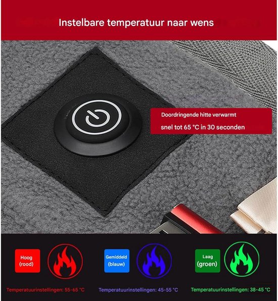 Verwarmde Slaapzak - Warmte Decken - Buiten Kamperen - Zes Zone Verwarming - 198x62 cm - Grijs — afbeelding 5