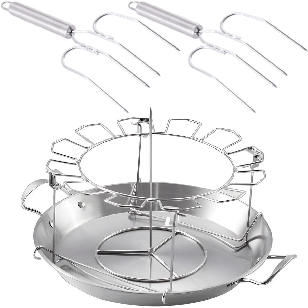 Kippenpoot Houder - Grill Rek - BBQ Accessoire - 12 Slots - 44 x 34 x 7 cm - Zilver