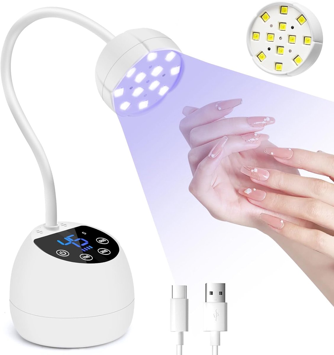 Draadloze UV-nagellamp met zwanenhals voor gellak – 'Flash Curing' in 10 seconden
