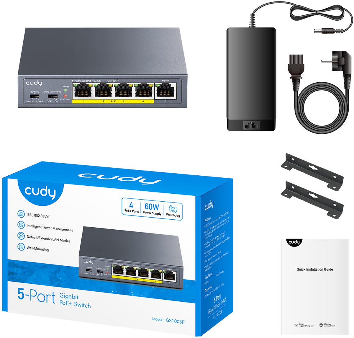 Cudy 5-Port Gigabit PoE+ Switch thumbnail 2