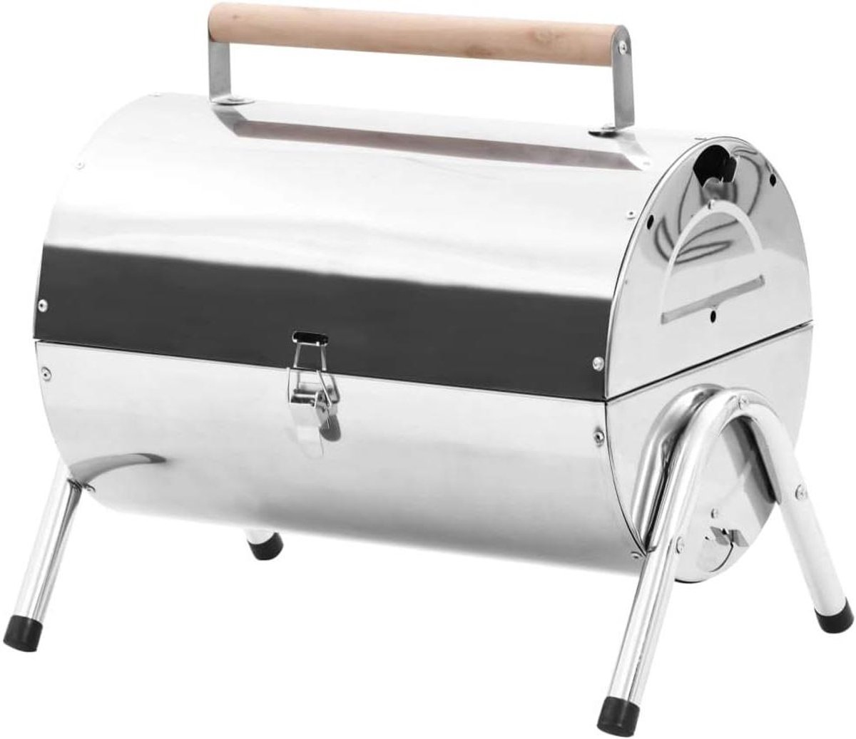 Draagbare BBQ Grill - Tafelmodel Grill - Buiten Koken - Dubbele Roosters - 41 x 29 cm - Zilver