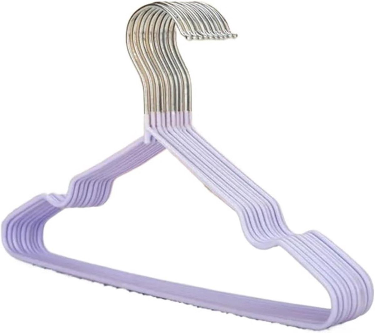 Metalen Kleerhangers - Antislip Hangers - Kleding Opbergen - Rubberen Coating - 10 stuks - Paars