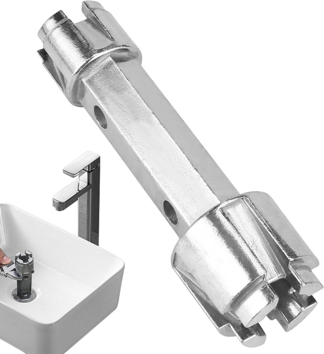Moersleutel Afvoer - Sanitair Gereedschap - Afvoer Reparatie - Dubbelzijdig Ontwerp - 155 cm - Grijs