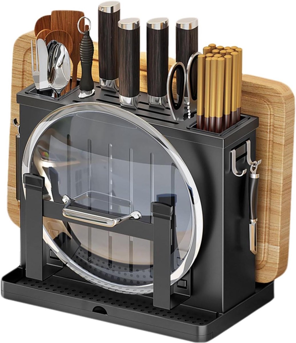 Snijplankhouder - Keuken Organizer - Keuken Ordenen - Roestvrij Staal - 20 x 30 cm - Zwart
