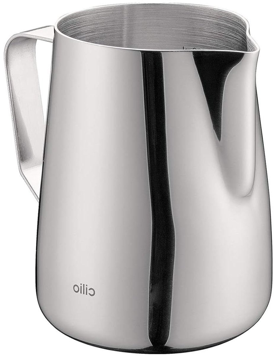 Melkopschuimer - Roomschenker - Koffie serveren - Sandwichbodem - 14 cm hoog - Zilver