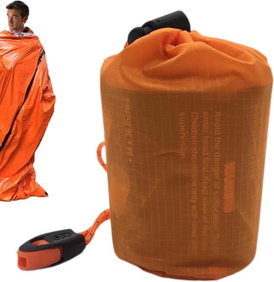 Overlevingsslaapzak - Nooddeken Bivakzak - Buitenactiviteiten Kamperen - Waterdicht Winddicht - 200x90 cm - Oranje — afbeelding 5