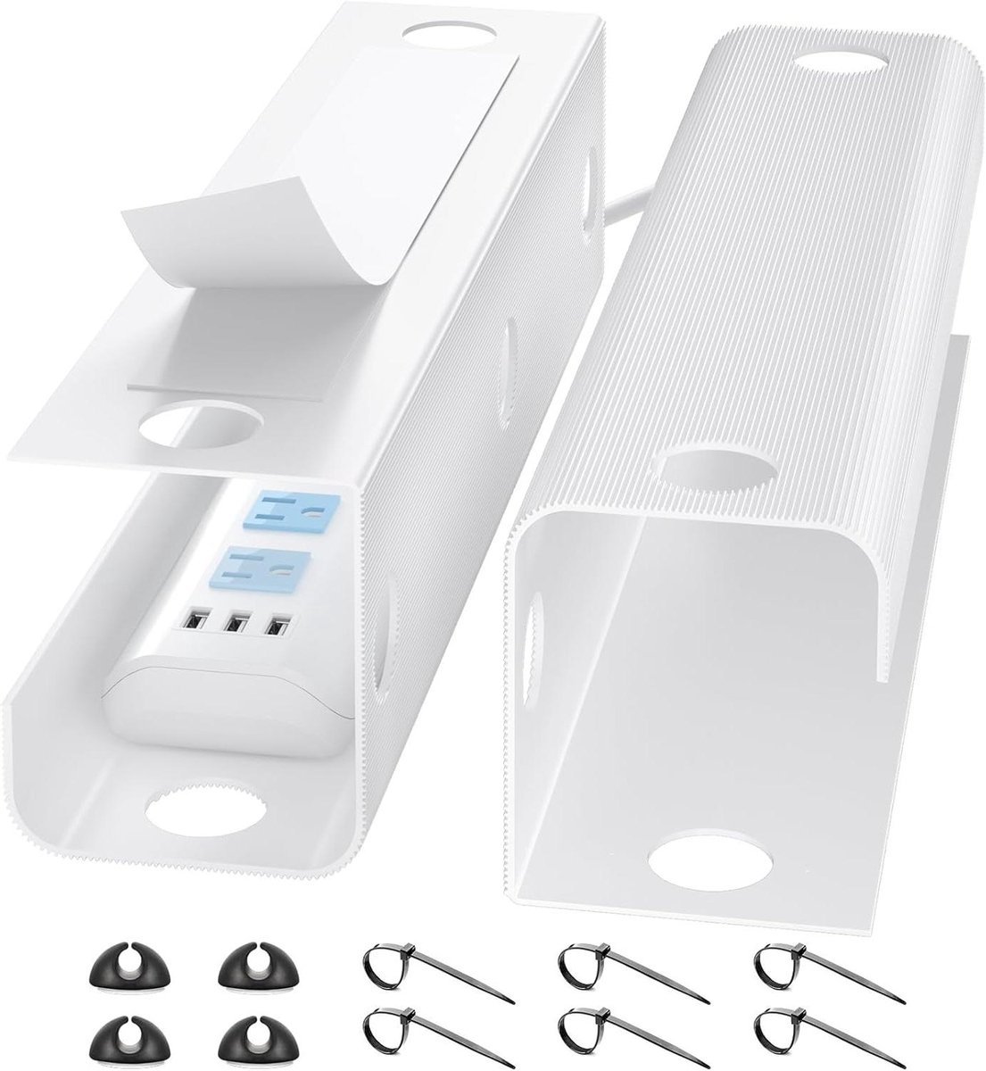 Kabelbeheerlade Set - Bureau Organizer - Werkplek Opruimen - Grote Capaciteit - 2 Stuks - Wit
