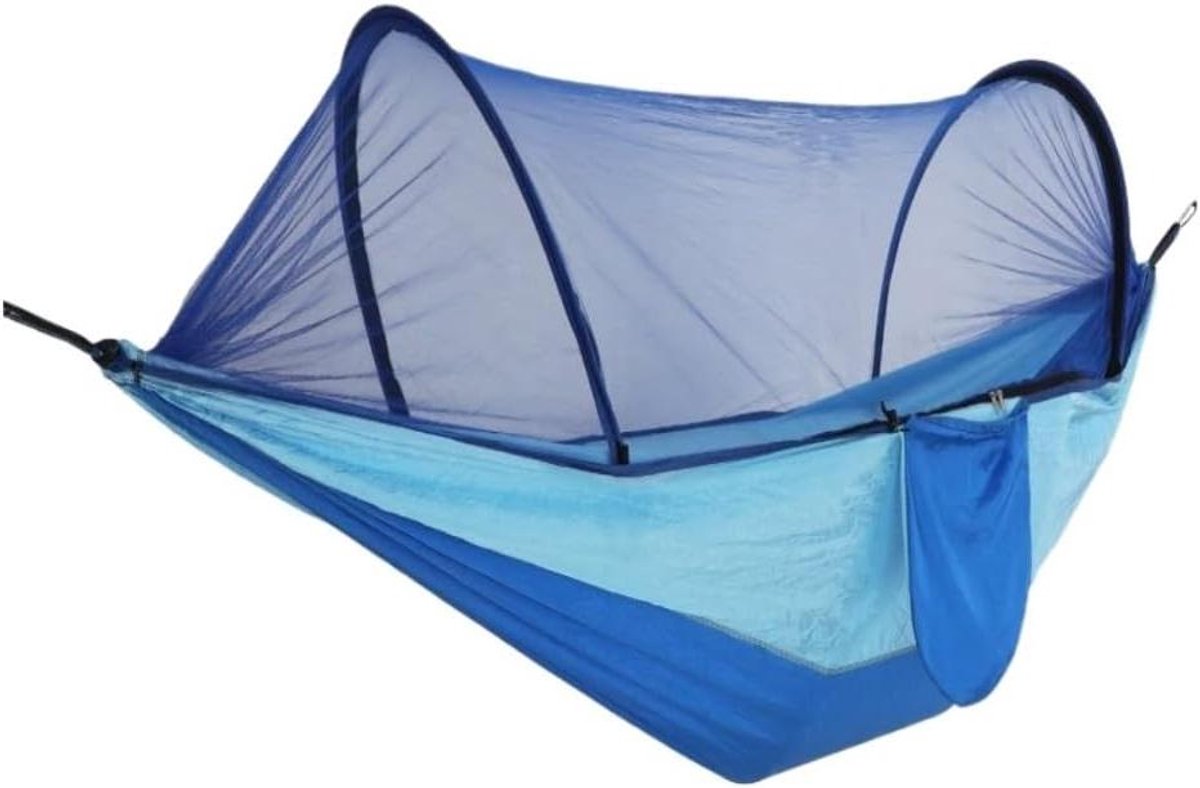 Kampeer Hangmat - Buitenbed - Ontspannen Buiten - Met Klamboe - 1.5 kg - Blauw
