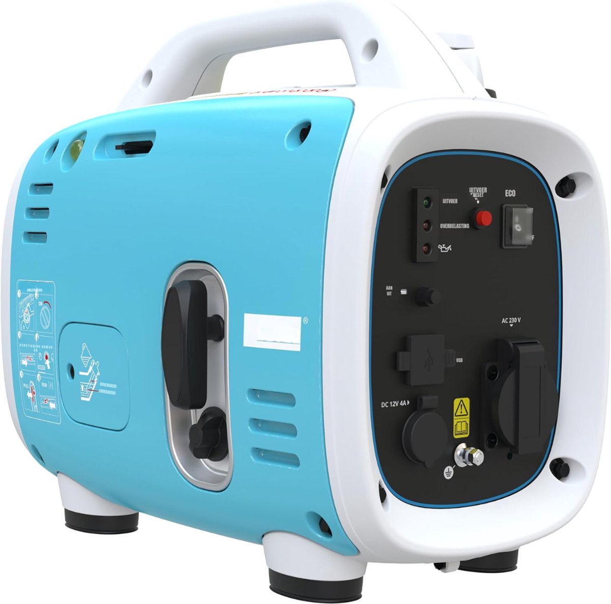 TIM® Stroomgenerator - Benzinegenerator - Noodstroomgenerator - Tankinhoud 2,1 Liter - 10,1 KG- Blauw- ‎40cm x 24cm x 55cm