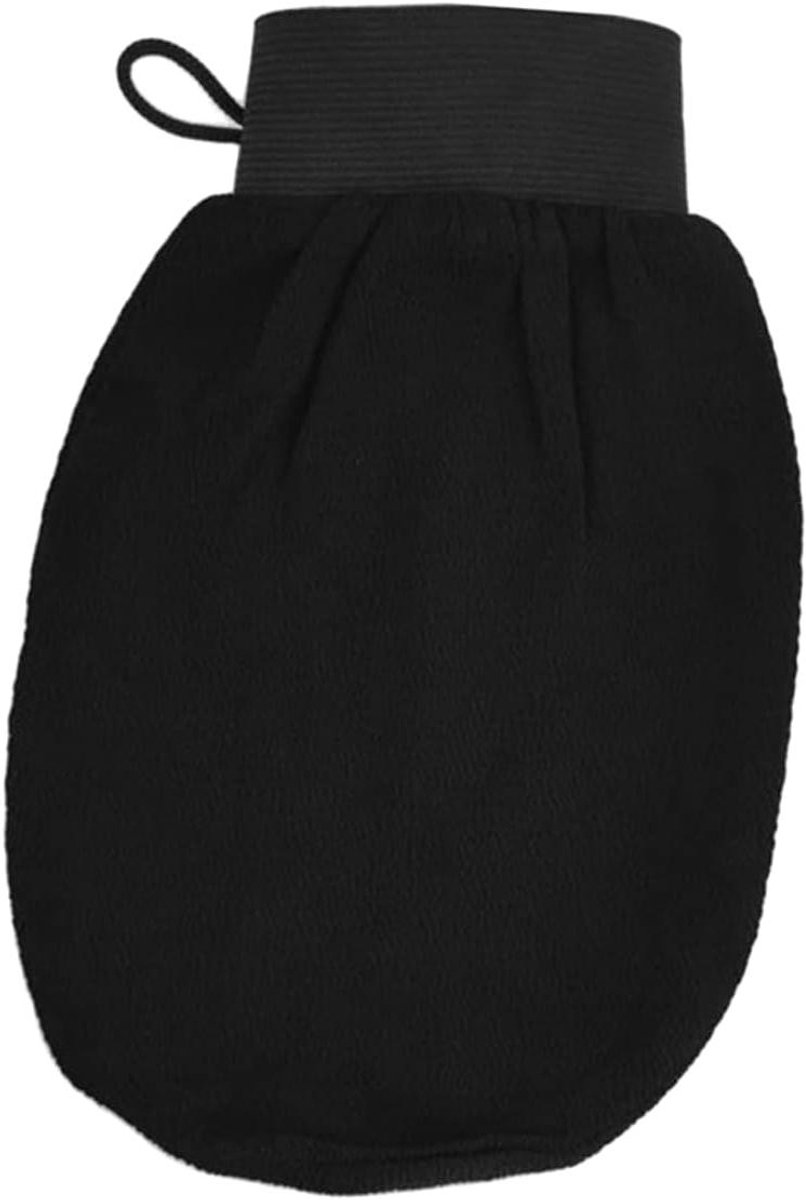 Exfoliërende Handschoen - Douche Scrub - Huid Reinigen - Met Ophangkoord - 22 x 15 cm - Zwart